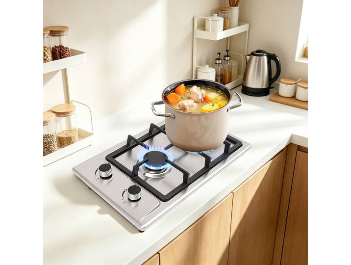 Réchaud à gaz portable 3KW+1.75KW, réchaud à gaz 2 brûleurs 51*31*10cm, plaque de cuisson à gaz en acier inoxydable pour camping/pique-niques/randonnées/caravanes