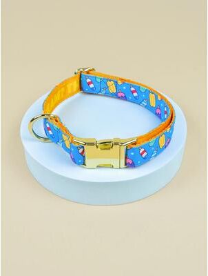 Uplifted Finds Designer Double Sided Printed Pet Collar With Gold Hardware c m