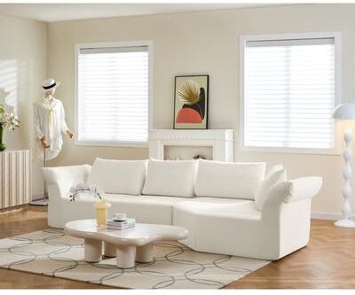 Loedds Right Arm L-Shaped Modular Sectional Sofa with Deep Seats Wide Arms and Throw Pillows