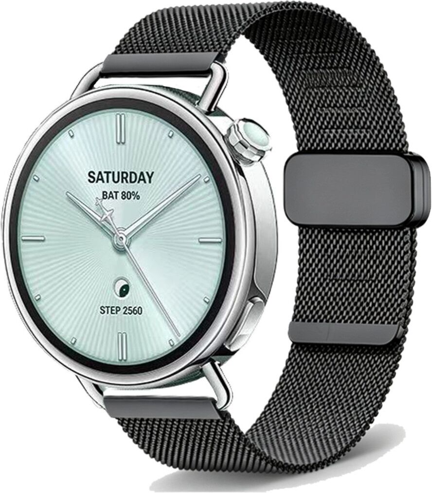 INF Kompatibel mit Xiaomi Watch S4-41 Milanese-Magnet-Ersatzarmband, 18mm Edelstahlarmband Schwarz