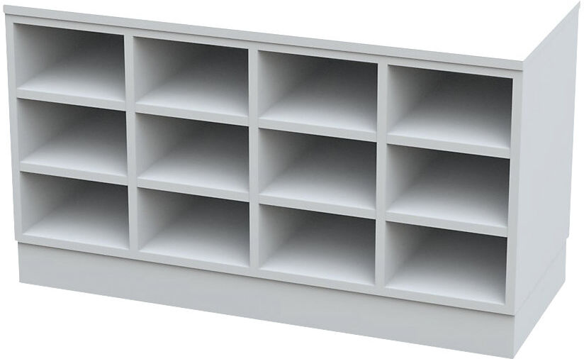 kaiserkraft Sitover-Garderobenbank, einseitig, melaminbeschichtet, 15 Fächer, Länge 1360 mm, weiß