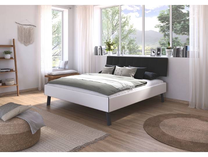 Bettgestell Mavi - Kunstleder 180 x 200cm Kunstleder Weiß/Alpinweiß