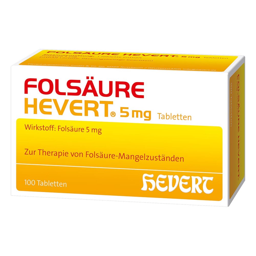 Hevert-Arzneimittel GmbH & Co. KG Folsäure Hevert 5 Mg Tabletten 18293103