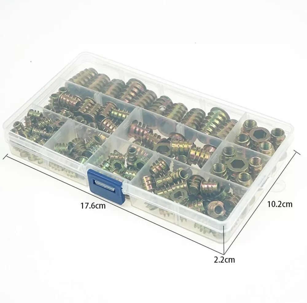 INF Kit de 140 écrous en T en alliage de zinc - Inserts filetés trapézoïdaux pour le travail du bois