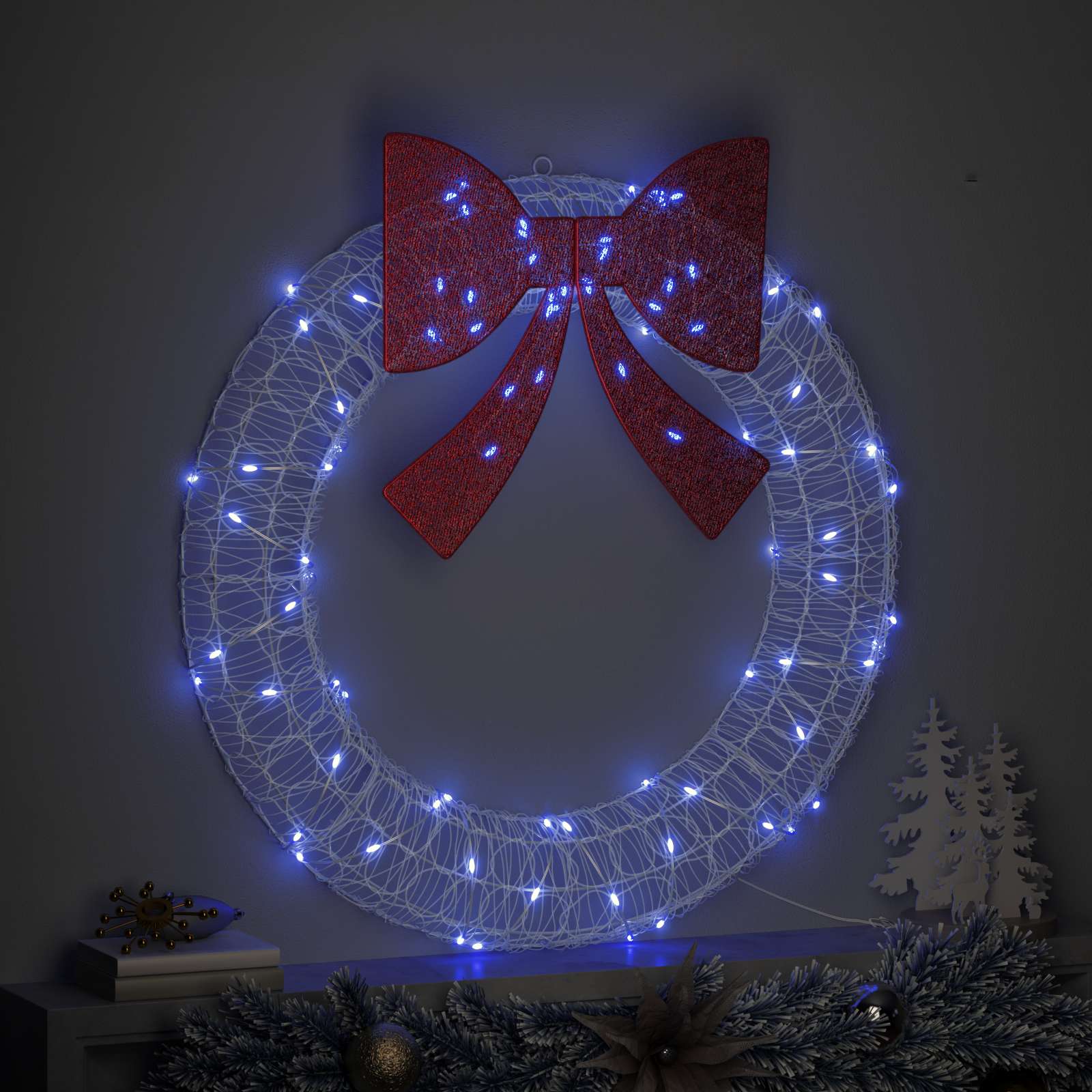 vidaXL Couronne Bleu 92 x 92 x 9,5 cm Acrylique 80 LED