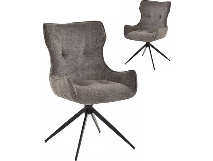 Krines Home Polsterstuhl 2x S Dave Anthrazit (2 St), Esszimmer Drehstuhl Metallgestell Dave