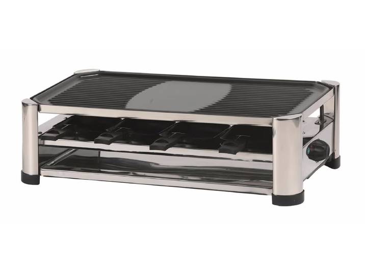 Ohmex Raclette 4 in 1 Raclette für 8 Personen – Raclette Ofen/Raclette Grill – silber