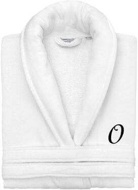 Authentic Hotel and Spa 100% Turkish Cotton Personalized Unisex Anovia Velour Bathrobe - Black Script Font