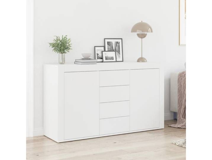Buffet Blanc Blanc Bois 120 x 36 x 69 cm Rangement Buffet Blanc