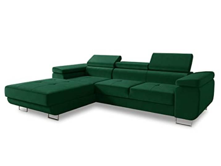 Sofnet Ecksofa Divo mit Schlaffunktion, Bettkasten und Kopfteilverstellung, Polsterecke, Wohnlandschaft, Sofagarnitur, Couch, Sofa, Federkern (Grün (Kronos 19), Ecksofa Links)