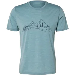 Tchibo - T-Shirt mit Wolle - Herren - Gr. M - türkis/print
