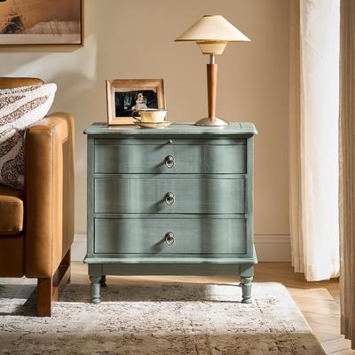HULALA HOME Becky Coastal Traditional 26''W 3-Drawer Curved End Table with Solid Wood Construction