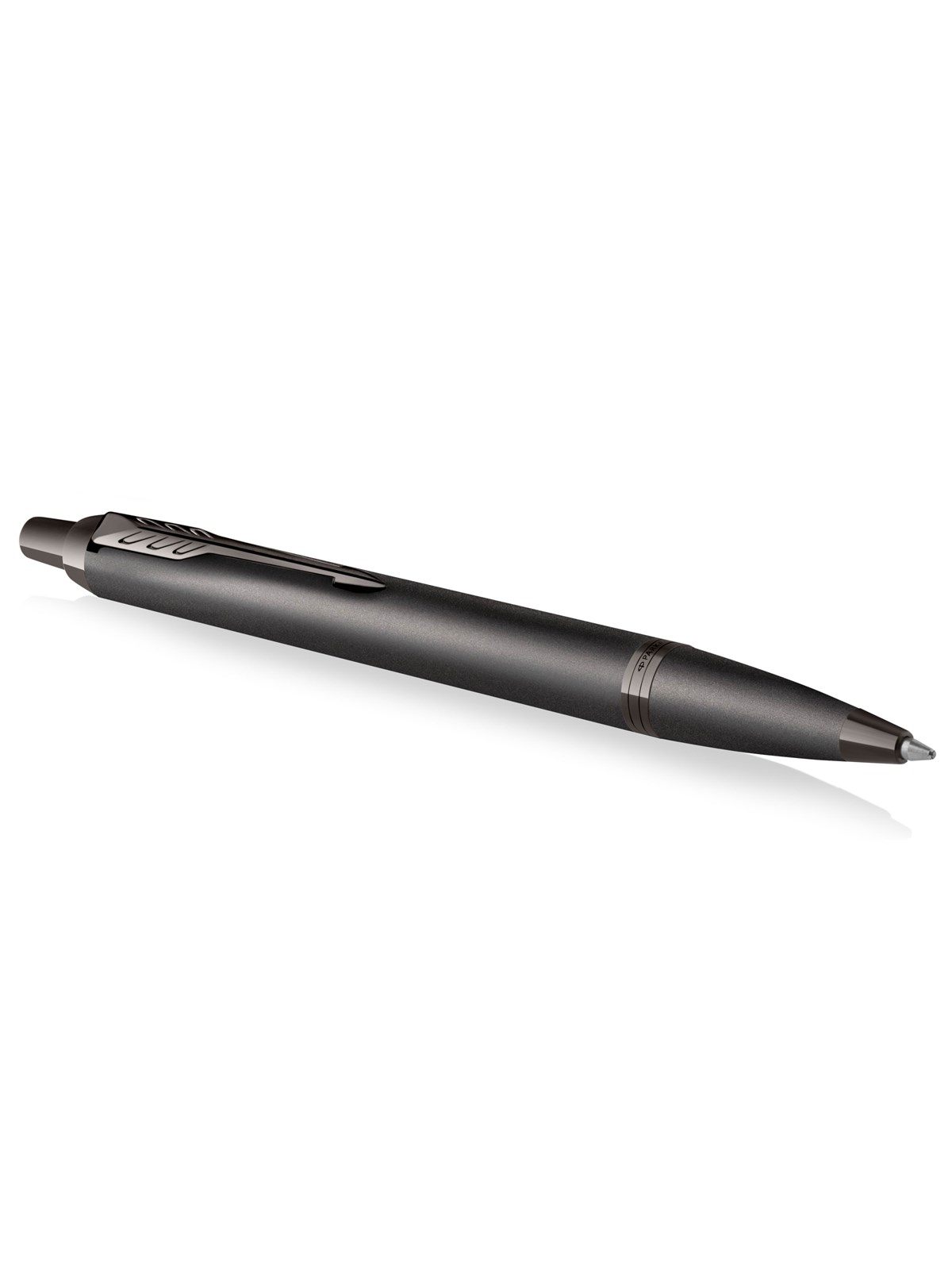 Parker IM Monochrome Kugelschreiber | blaue Tinte | Oberfläche und Zierteile in Dunkelgrau-Metallic | medium Spitze | Geschenkbox