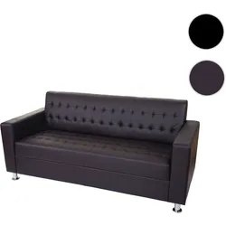 3er Sofa Kunda, Couch Loungesofa, Kunstleder, Metall-Füße 180cm ~ coffee