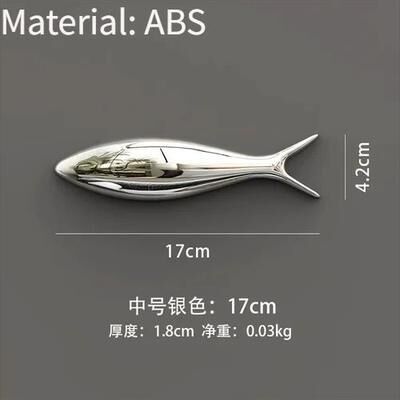 Inspire Select 3D Electroplated Fish Wall Decor Modern Mirror Sardine Wall Art For Living Room & Restaurant Decoration silver M