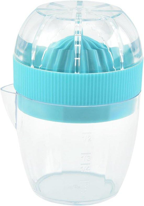 Blauwe handbediende mini citruspers van plastic voor het persen van citrussappen