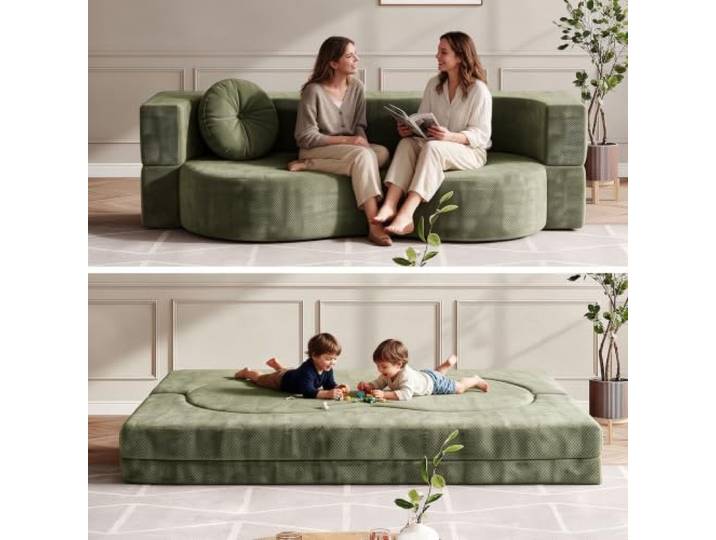 Bhpnak Schlafsofa mit Schlaffunktion - Sofa Bed Boneless - Keine Montage，Grün：150×100cm