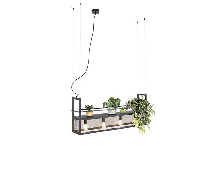 Suspension industrielle noire avec grille 4 lumières - Cage Rack