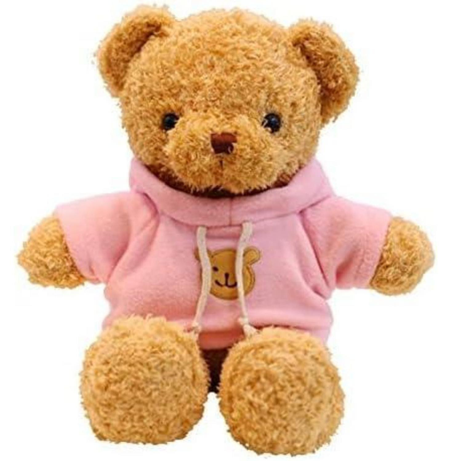 Troysinc Teddybeer met kap, roze, 30 cm