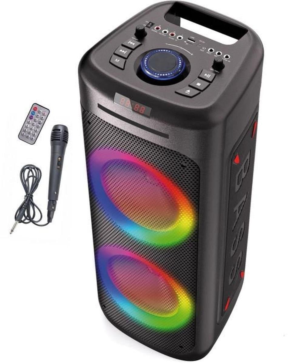 INOVALLEY MS06CD Bluetooth Karaoke Speaker met 1000W, CD-speler, RGB, FM-radio, USB 2.0 en Micro SD