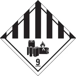 Gefahrzettel, Gefahrgutklasse 9A - Lithiumbatterien - 30x30 mm Folie selbstklebend