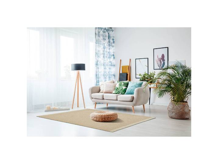 Wollteppich Visby Beige/Creme/Beige 160 x 230cm Baumwollstoff/Wolle