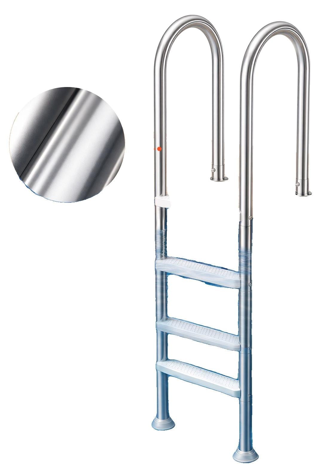 Vevor zwembadladder met 4 treden, roestvrijstalen zwembadtrap in zilver en wit, draagvermogen 182,5 kg