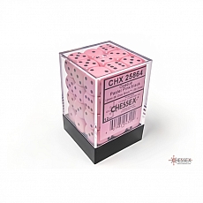 Chessex Würfel - 12mm - Opaque Pastel Pink/black (Würfelset 36 x W6) 297099