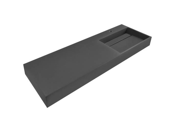 Beliani Hängewaschbecken Schwarz 150/48 cm Mineralguss Cusco, Naturmaterialen, Rechteckig, 150x13x48 cm, Badezimmer, Waschbecken & Armaturen, Waschbecken