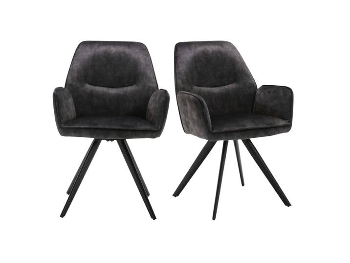Fauteuil de table moderne anthracite (lot de 2)