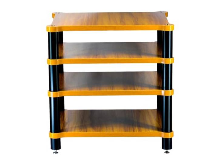Holz-HIFI-Audio-Rack Für Wohnzimmer, Aufnahmestudio, Tanzraum 4-stufiger Lautsprecherständer Mit Isolationsspikes, Vibrationsdämpfender Geräteablage(60*48*87cm/4Tier)