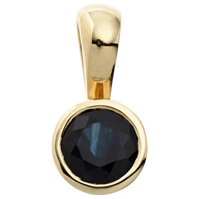 Runder Anhänger JOBO, gold (gelbgold 333, dunkelblau), Schmuckanhänger, Damen, Gelbgold 333, rund 8 Karat 333 Gold mit Saphir