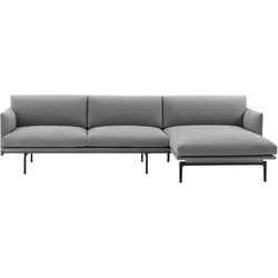 Muuto Outline Sofa Chaise Longue, rechts, fiord 151 / schwarz