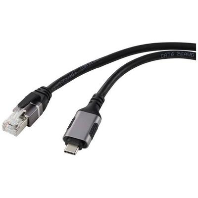 Renkforce USB, Netzwerk Adapterkabel [1x USB-C® Stecker - 1x RJ45-Stecker] 3.00 m Aluminium-Stecker