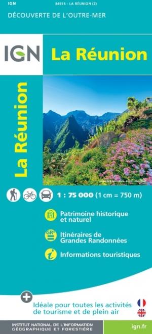Carte détaillée - Ile de la Réunion- VERSION MURALE ET PLASTIFIEE   IGN