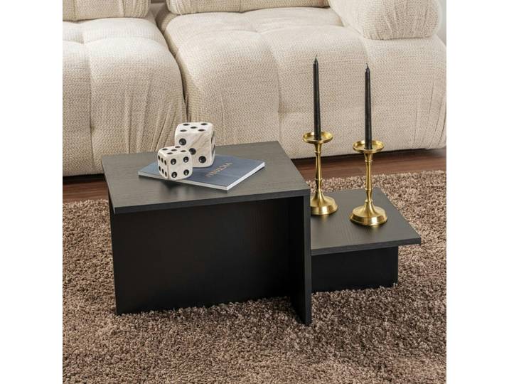 Table basse moderne double hauteur MARFA - Noir