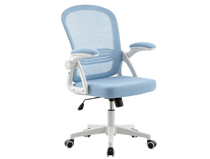 Gisaae Bürostuhl Ergonomischer 90-110°neigbar, 90° Aufklappbare Armlehnen, Blau, Metall, 60x92x57 cm, Büromöbel, Bürostühle, Drehstühle