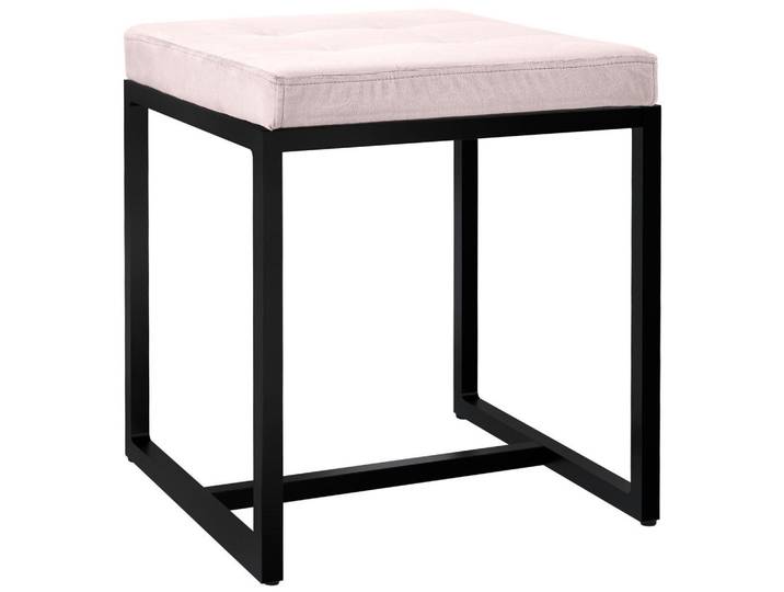 CLP Sitzwürfel eckig 40/40/48 cm Samt Creme, Metall, Rechteckig, 40x48x40 cm, Wohnzimmer, Sessel, Hocker, Sitzwürfel