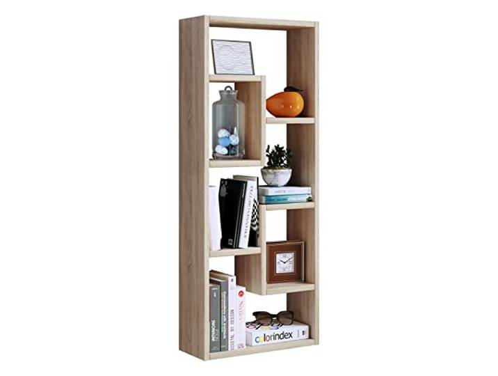 VCM Standregal Honig-Eiche 36x15x92 cm 6 Fächer Holzwerkstoff Bücherregal Flexible Ablagefläche für Wohn- und Arbeitsräume - Wohn- oder Arbeitsbereich - für Bücherliebhaber - Serie Vilo