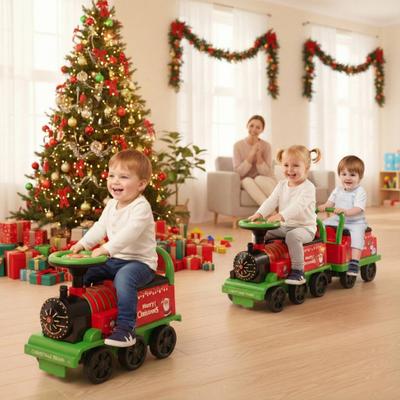 Costway 6V Toddler Ride On Train Combo: Track Ride & 2-Seater Carriage Set