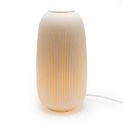 Gestreifte Lampe großes Modell - Weiß Rund Porzellan Amadeus 17.5x17.5 cm
