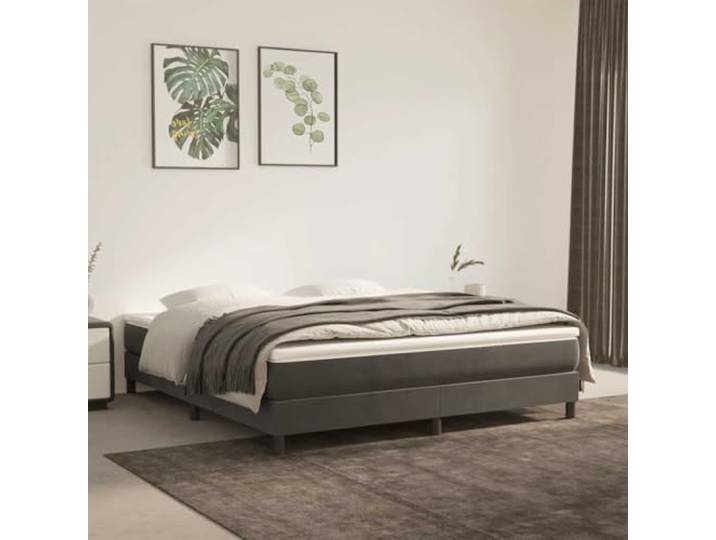 GBCDSWBR Taschenfederkernmatratze, 160x210 cm, Samt, Dunkelgrau Punktelastischer Schaumstoff, Ergonomische Stützkraft, Geräuscharm