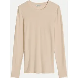 Geripptes Langarmshirt Beige XL
