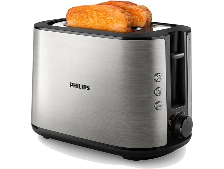 PHILIPS Toaster HD2650/90 , silber (edelstahlfarben), B:30cm H:20,1cm T:17,2cm, Toaster, integrierter Brötchenaufsatz und 8 Bräunungsstufen, edelstahl, Toaster