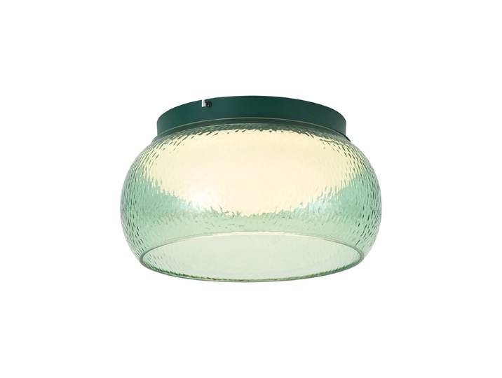 Plafonnier Art Déco vert avec verre, LED intégrée et dimmable en