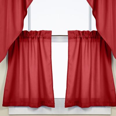 Sweet Home Collection Opaque Wine Ribcord Kitchen Curtains - Swag, Tier & Valance