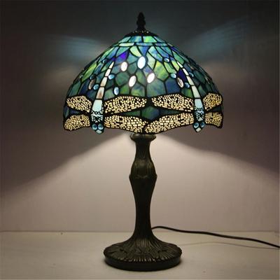 Drop Dash Deals Dragonfly Tiffany Stained Glass Table Lamp For Home Decor sea Blue Dragonfly