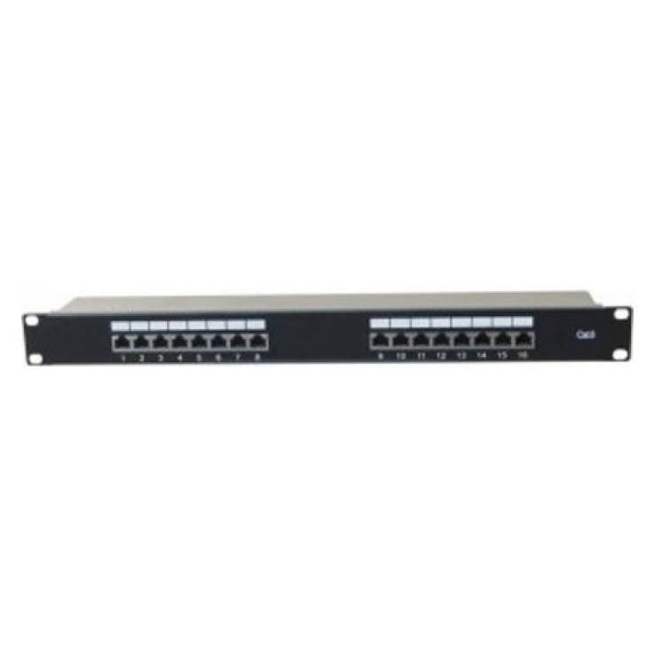 Tecline Patchfeld, Cat 6, 16 Port, STP, 1 HE, 48,30cm (19"), schwarz Cat 6 Patchfeld mit 16 Ports (257309)