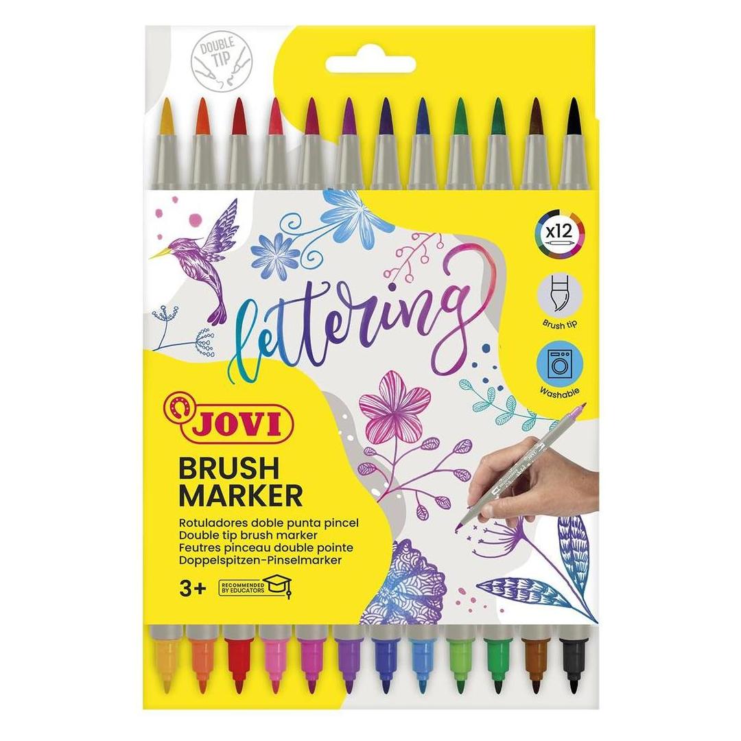Jovi Fasermaler Brush Marker mit doppelter Spitze (12x) (77-1312DP-JV)