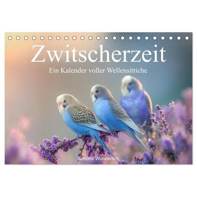 Zwitscherzeit - Ein Kalender voller Wellensittiche (Tischkalender 2026 DIN A5 quer), CALVENDO Monatskalender